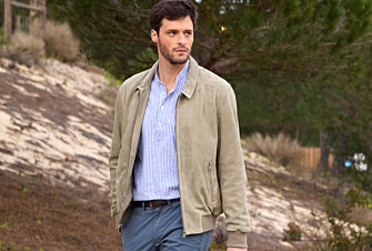 Chaqueta de cuero de terciopelo para hombre Caqui Claro - EDRIK