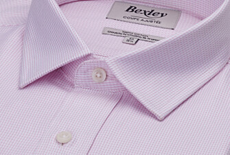 Camisa de hombre rosa claro de sarga con efecto jaspeado - SYLVÉNIAS