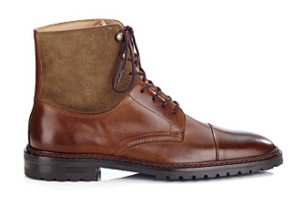Botas Derby de hombre con cordones Cognac Patinado y Topo - IRVING II GOMME