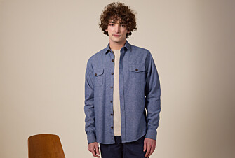 Sobrecamisa para hombre en denim de algodón/lino - CORANTIN