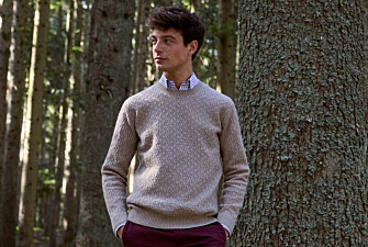Jersey de cuello redondo con trenzas – Topo moteado - CONLEY