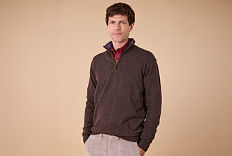 Jersey con cuello cremallera Chocolate oscuro y azul oscuro jaspeado - KEYDEN II