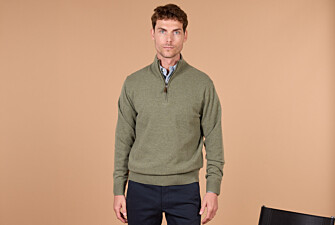 Jersey hombre bicolor con cremallera eucalipto y taupe - KEYDEN II