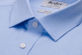 Camisa de hombre lisa de sarga en azul - FROMOND