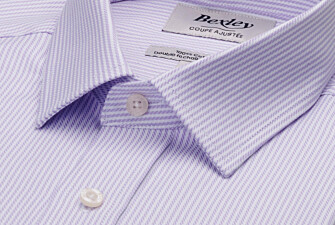 Camisa de hombre de rayas finas lila y blanco - DAMELIN