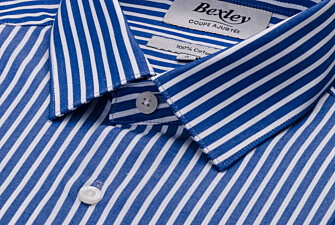 Camisa de hombre de rayas finas azul océano y blanco - DONATIEN CLASSIC
