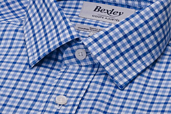 Camisa de hombre de popelina a cuadros azul y azul cielo - VALANCE