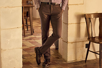 Pantalón chino hombre Chocolate moteado en franela de lana - KYVERS