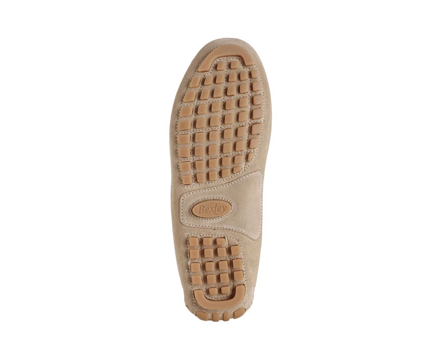 Mocasín para hombre en Ante beige con ribete castaño - FERGUSON