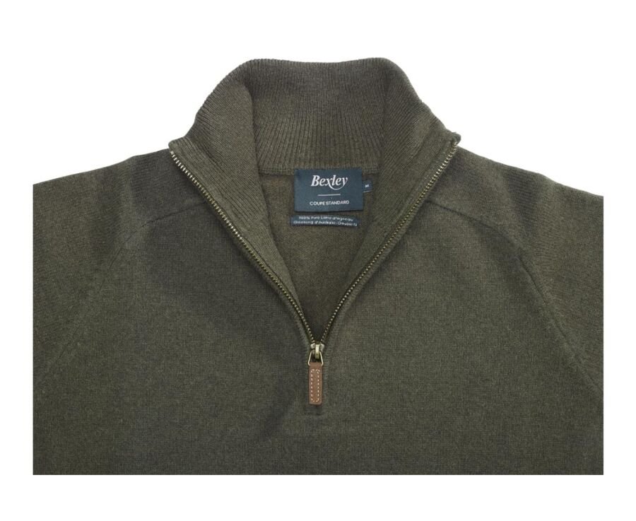 Jersey de lana para hombre con cuello con cremallera Verde - KENNETH