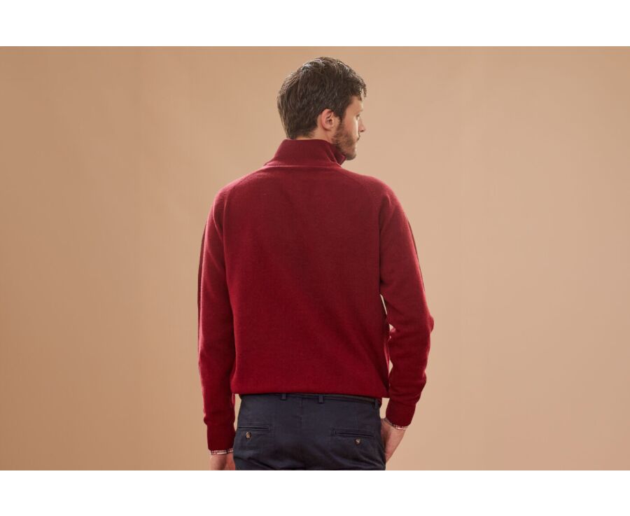 Jersey de hombre de lana con cuello con cremallera Rojo Oscuro - KENNETH