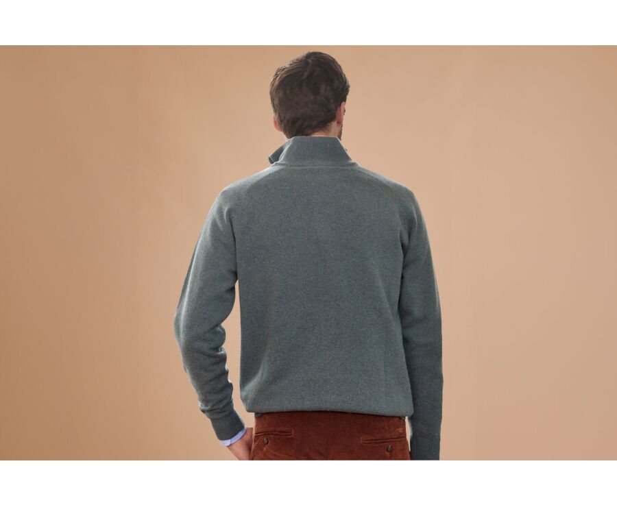 Jersey de hombre de lana con cuello con cremallera Verde Moteado - KENNETH