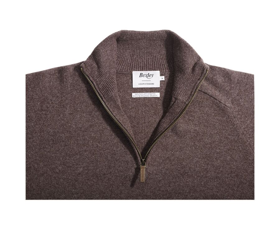 Jersey de hombre de lana con cuello con cremallera Marrón - KENNETH