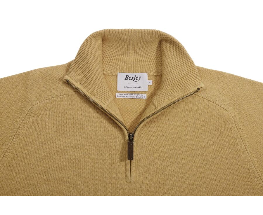 Jersey de hombre de lana con cuello con cremallera - Oro jaspeado - KENNETH