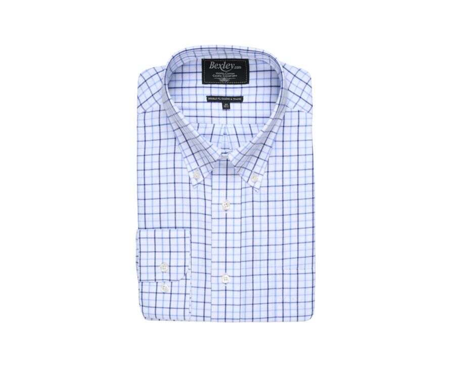 Camisa de franela a cuadros Blanco y Azul - LINDSAY