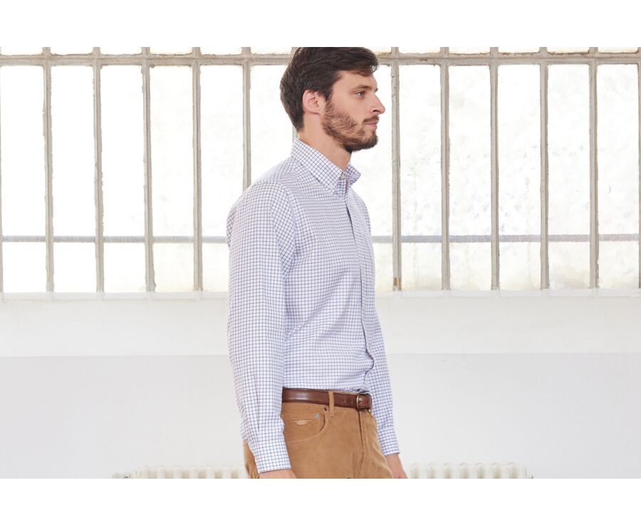 Camisa de franela a cuadros Azul y Beige - LINDSAY