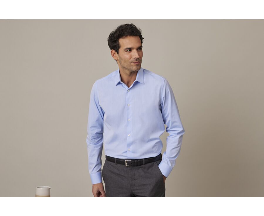 Camisa de algodón Azul - Cuello francés - LOUIS CLASSIC