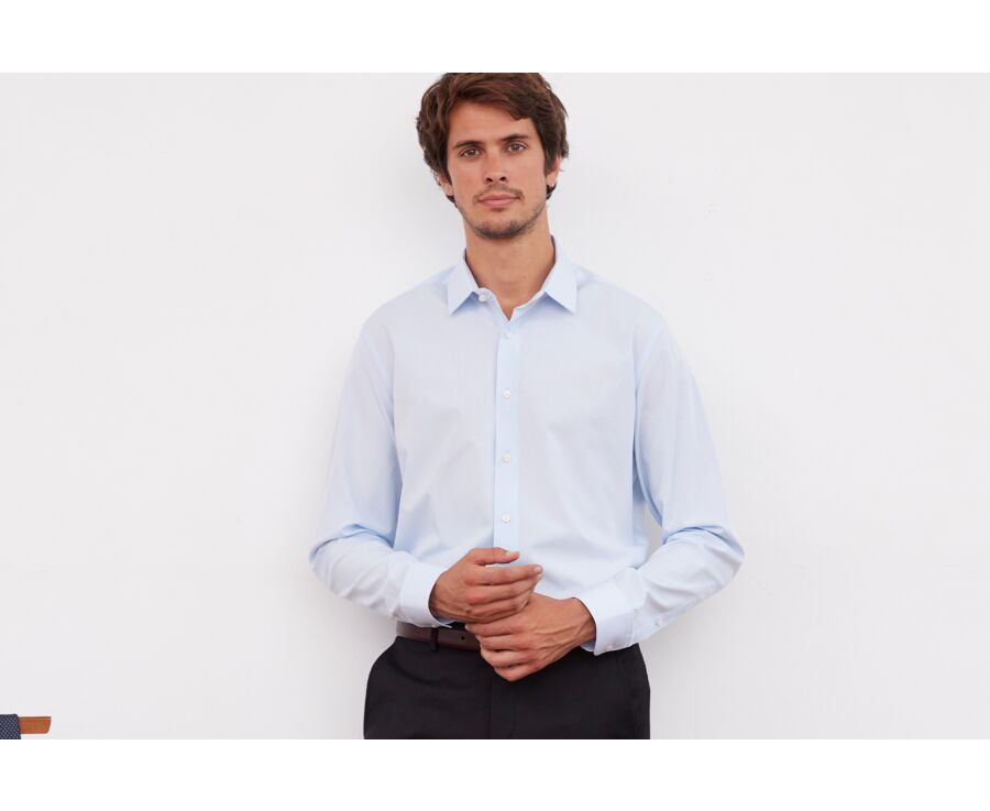Camisa de algodón Azul pálido - Cuello francés - LOUIS CLASSIC