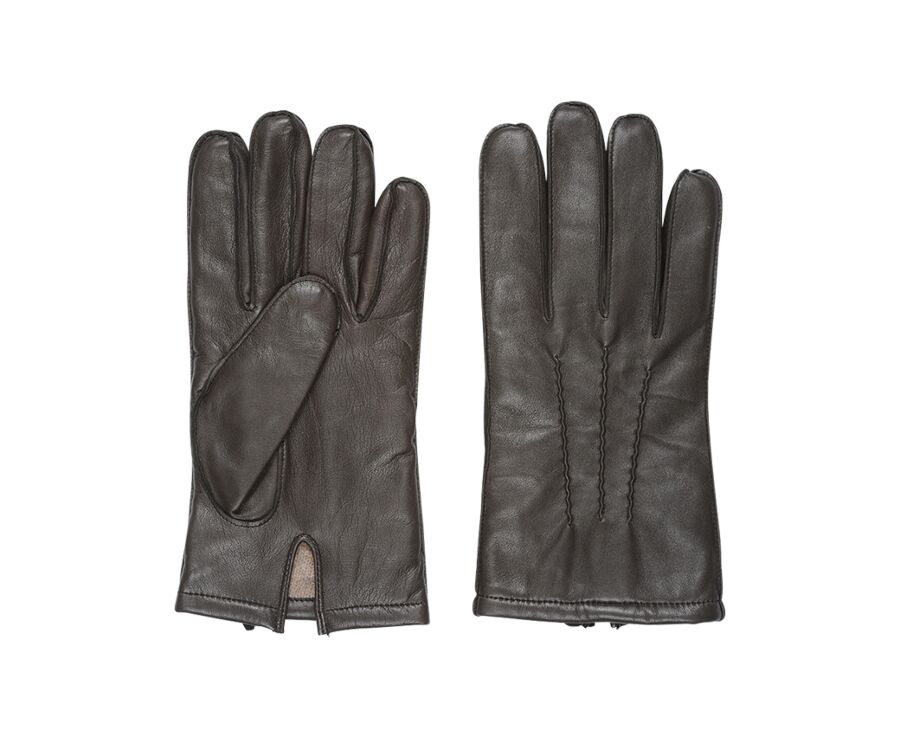 Guantes De Piel De Cordero Con Forro De Alpaca - Color Azul Noche, Marca Fellhof, Unisex