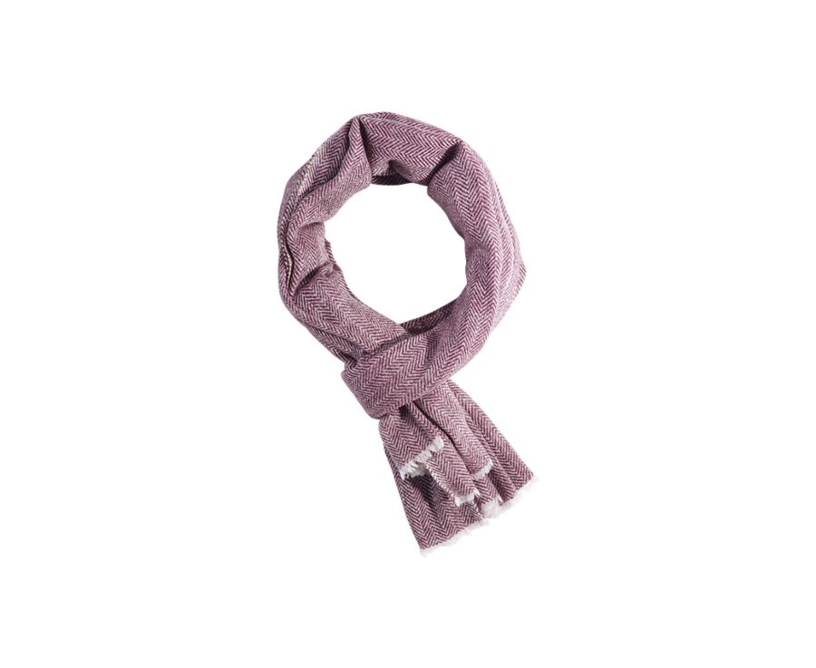 Bufanda de lana fina y cachemira Espiga Burdeos y Ecru