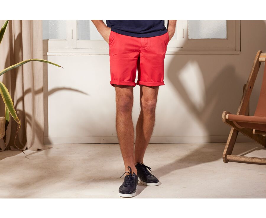 Bermuda chino para hombre Frambuesa brillante - BARRY