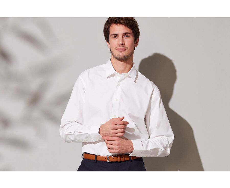Camisa de algodón doble hilo blanca - ALBERT CLASSIC