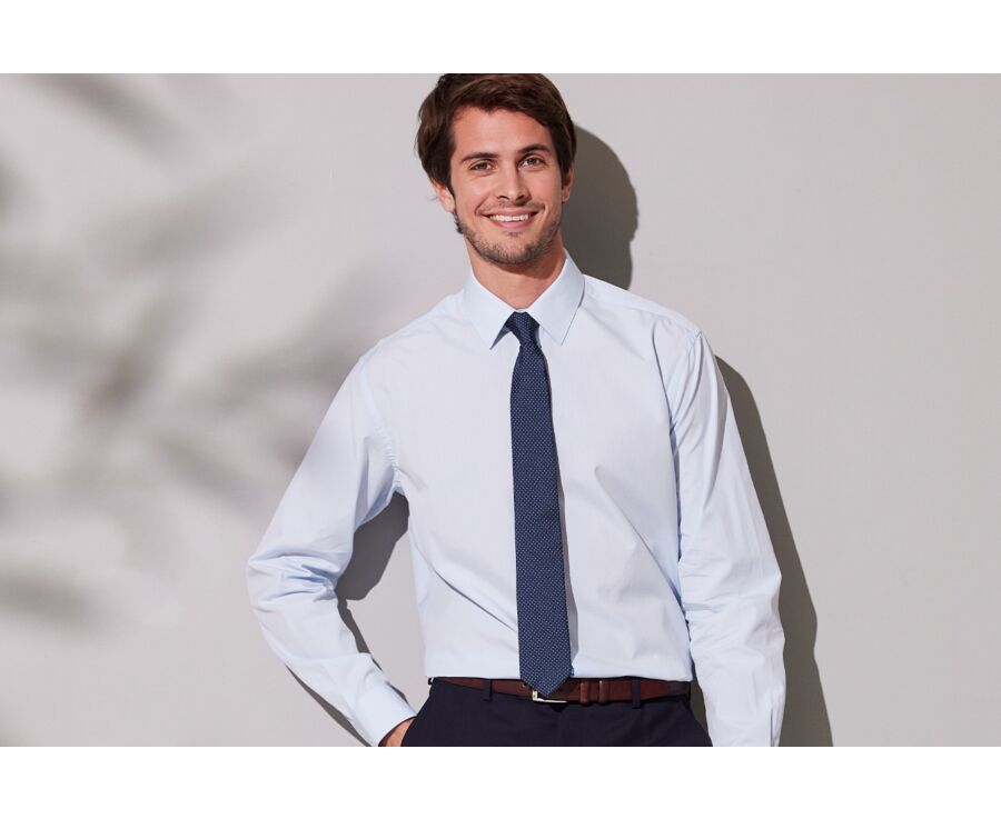 Camisa de algodón doble hilo azul claro - ALBERT CLASSIC