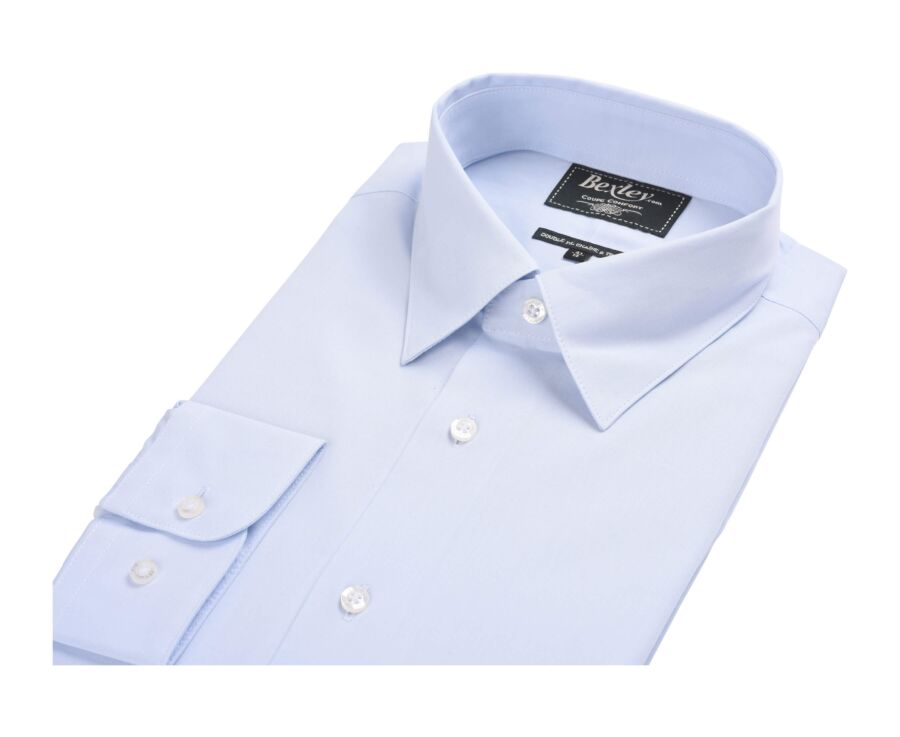 Camisa de algodón doble hilo azul claro - ALBERT CLASSIC
