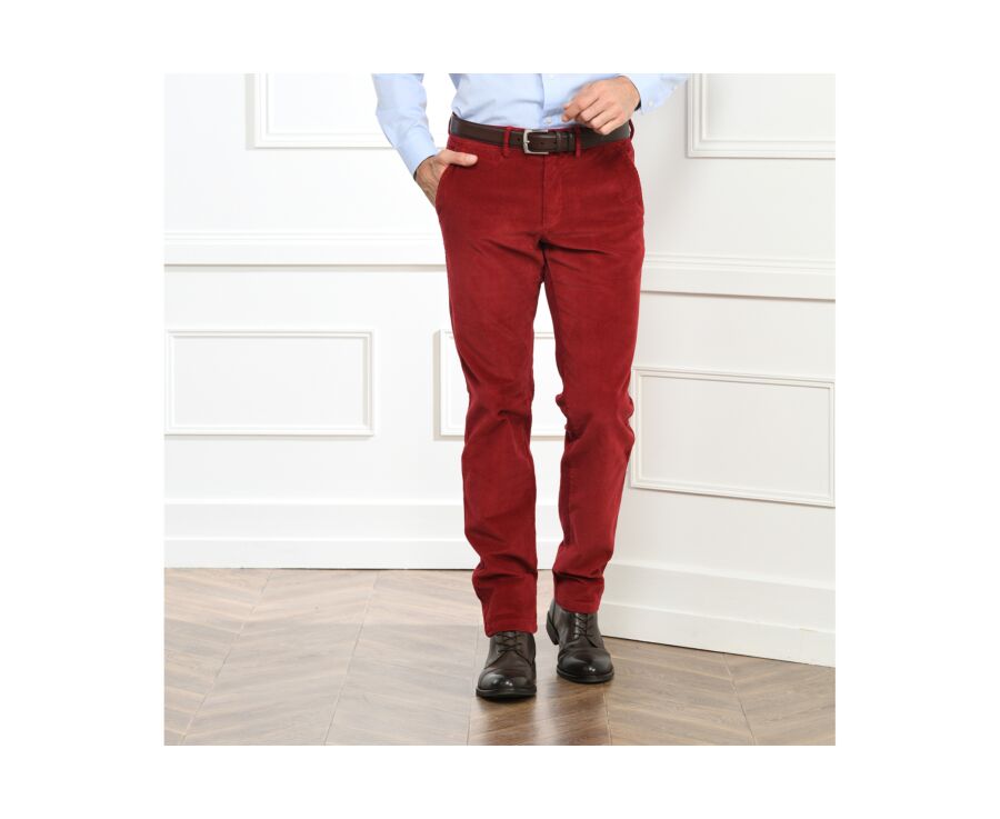 Pantalón chino de pana para hombre Rojo granate - NORMAN