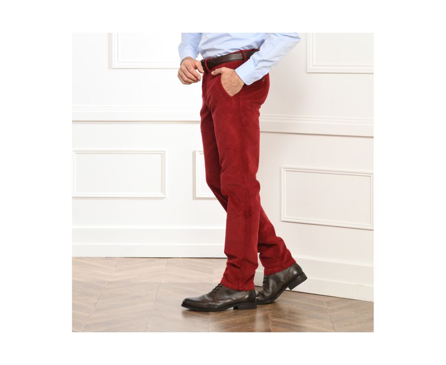 Pantalón chino de pana para hombre Rojo granate - NORMAN