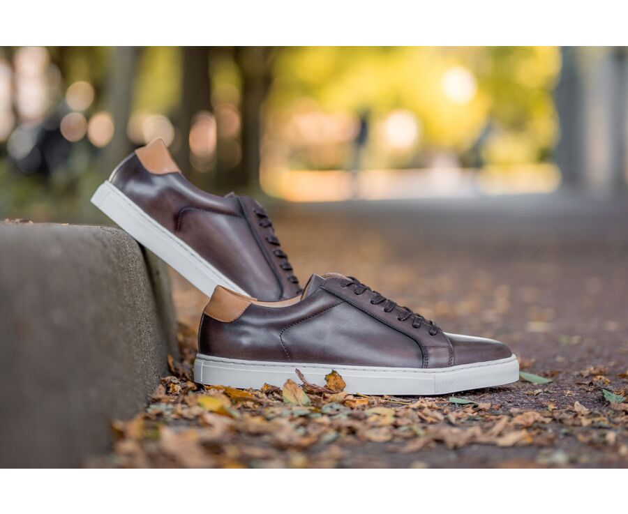 Zapatillas de hombre de piel Chocolate patinado - INGLEWOOD
