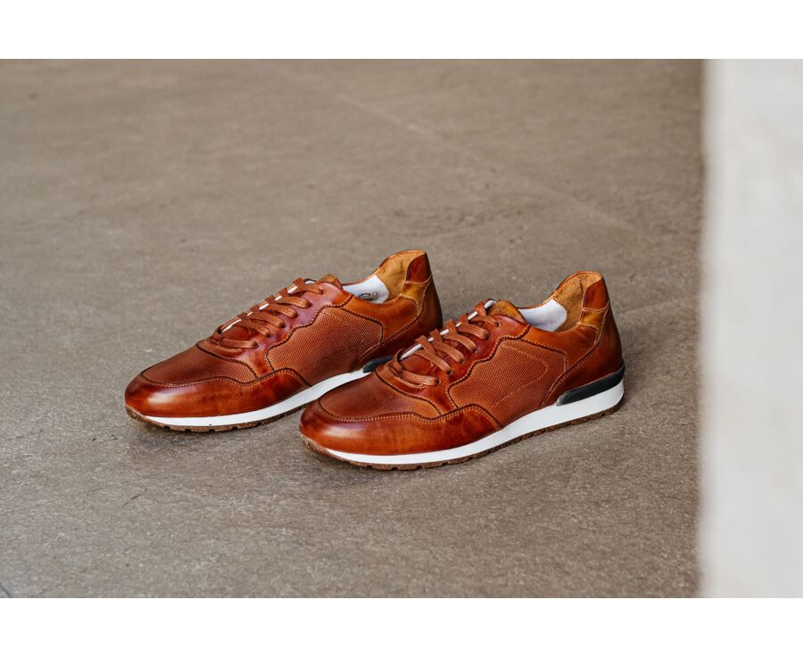 Zapatillas de hombre en piel Castaño patinado - CANBERRA