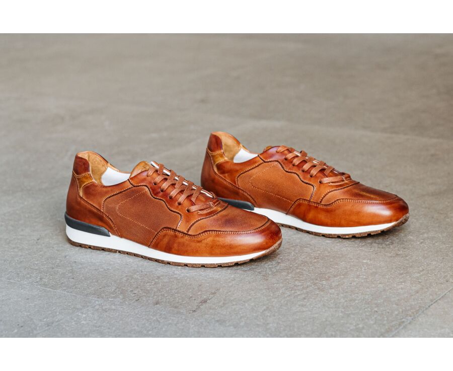 Zapatillas de hombre en piel Castaño patinado - CANBERRA