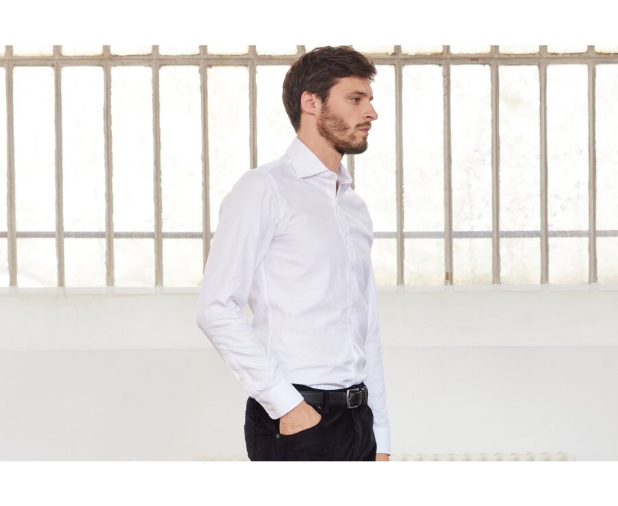 Camisa blanca Oxford lisa de doble hilo - OTTAVIO