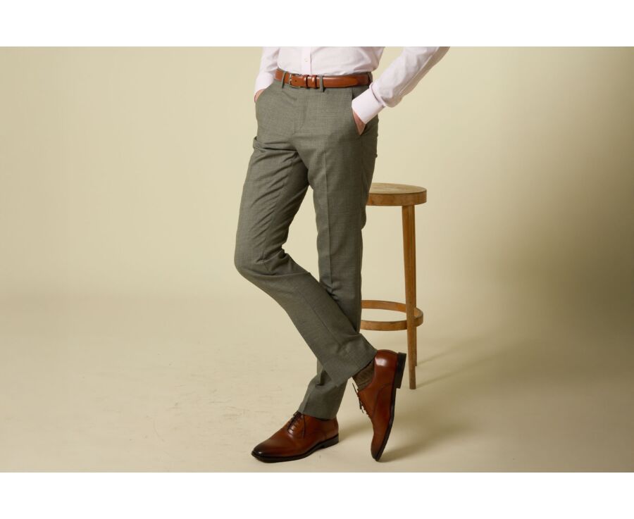 Pantalón de traje Caqui Claro Moteado para hombre - LAZARE