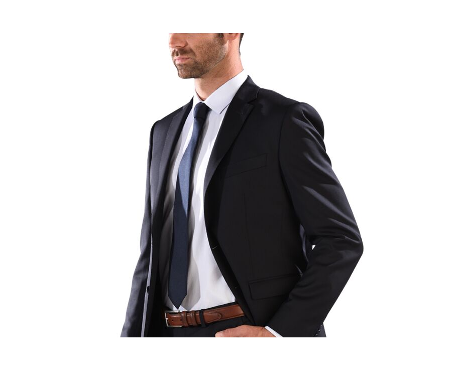 Corbata de seda unida Azul marino para hombre 