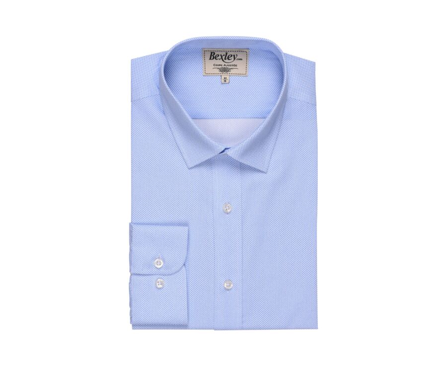Camisa blanca estampada con motivos azules - Cuello francés - OSCAR