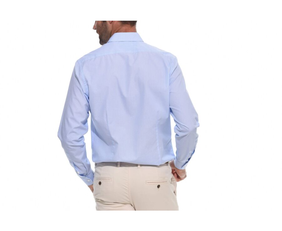 Camisa blanca estampada con motivos azules - Cuello francés - OSCAR
