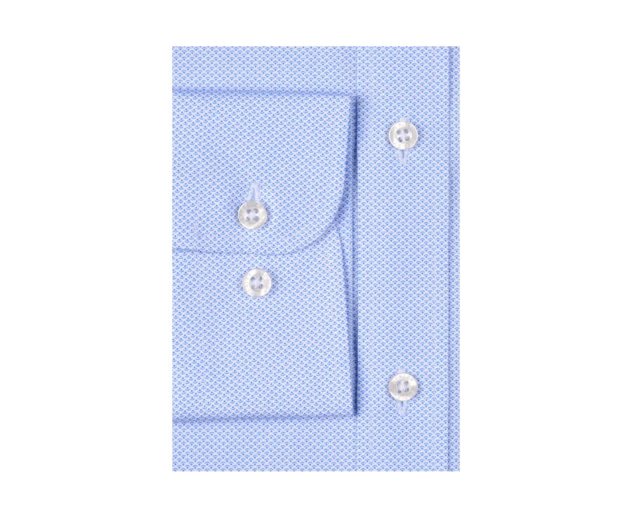 Camisa blanca estampada con motivos azules - Cuello francés - OSCAR