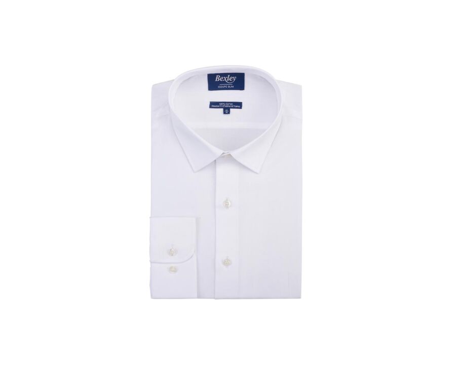 Camisa slim blanca de popelina de algodón - LOUIS CLASSIC SLIM