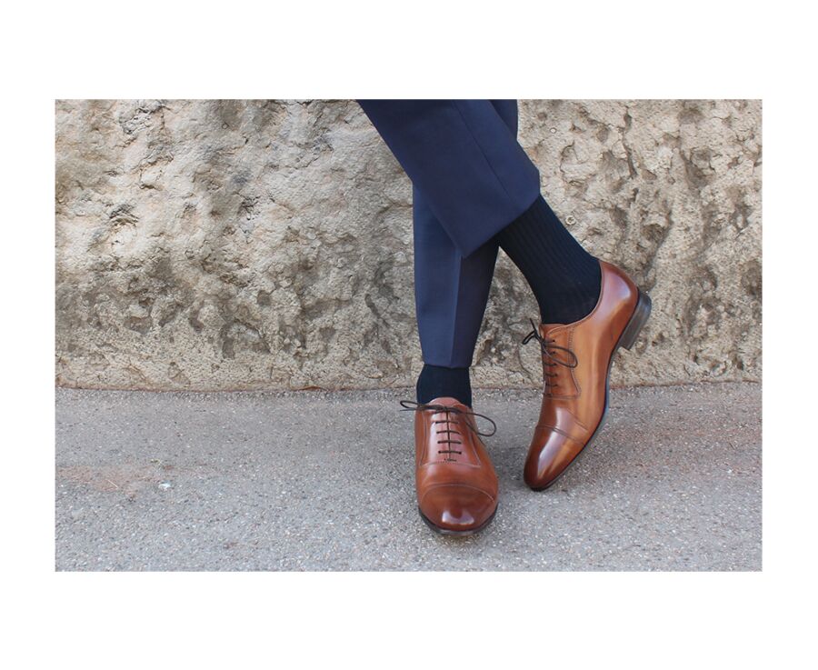 Zapato Oxford para hombre Suela de piel Castaño patinado Ringwood | Bexley