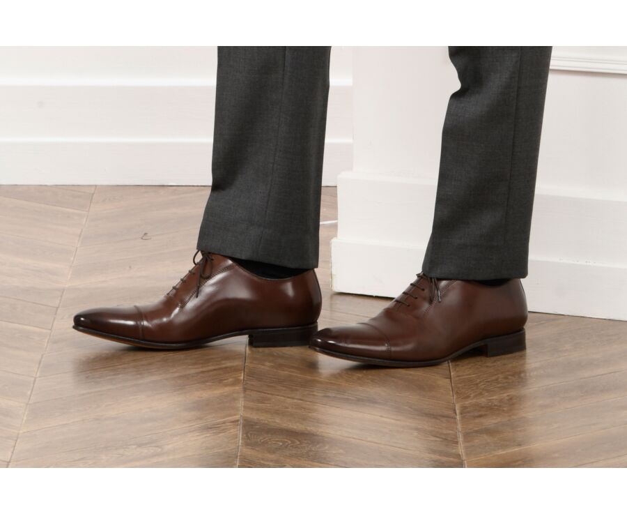 Zapato Oxford para hombre Chocolate Patinado con suela de cuero Ringwood |  Bexley