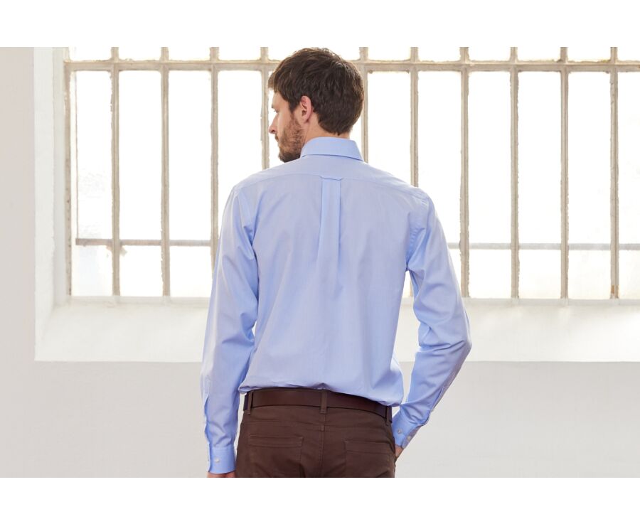 Camisa de algodón celeste - Cuello americano - TOMMY