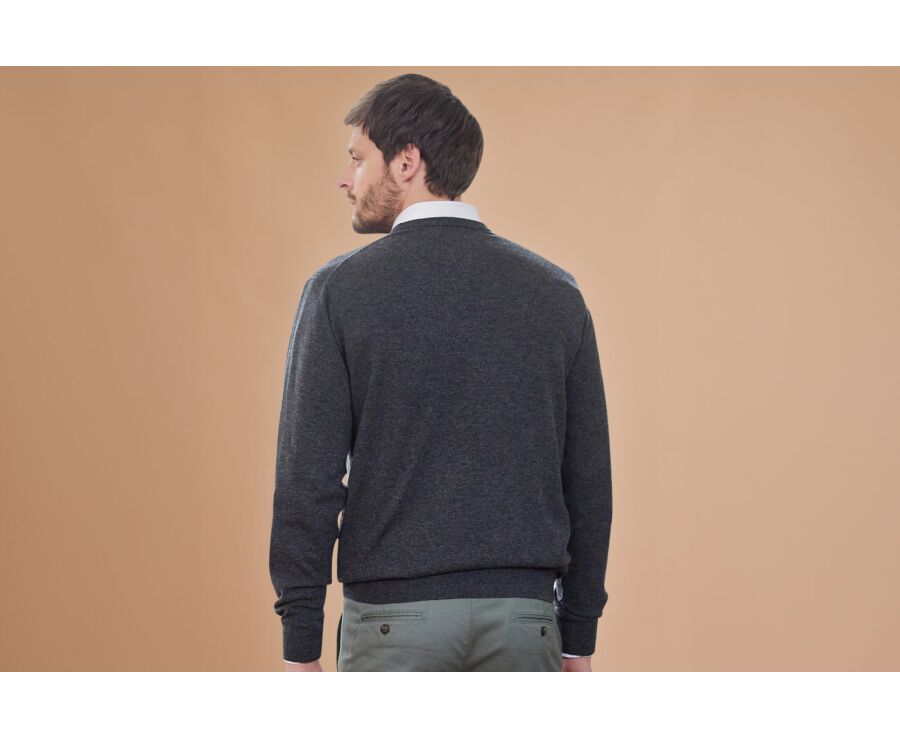 Jersey de lana con cuello redondo Gris Antracita moteado para hombre - CONAN