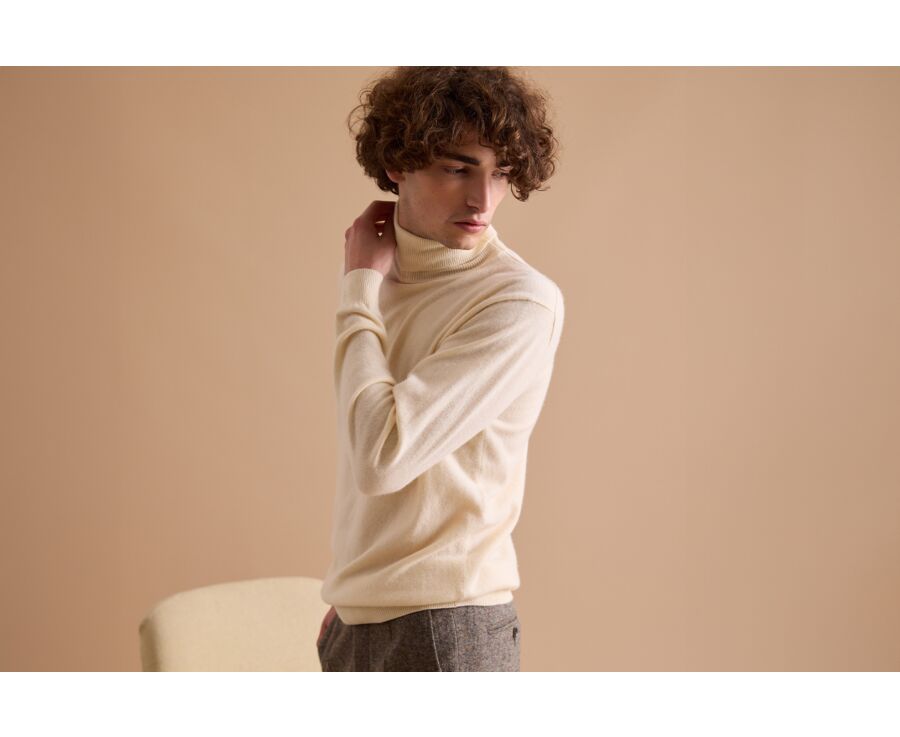 Jersey de lana con cuello alto hombre Crudo - EMERIC