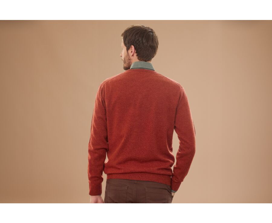 Jersey de lana hombre con cuello en V Especia Moteado - ELIAN