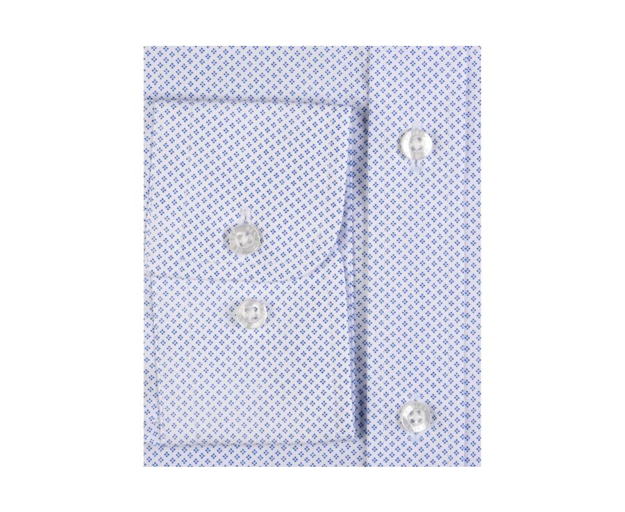 Camisa blanca estampada con motivos azules - Cuello francés - ALPHONSE