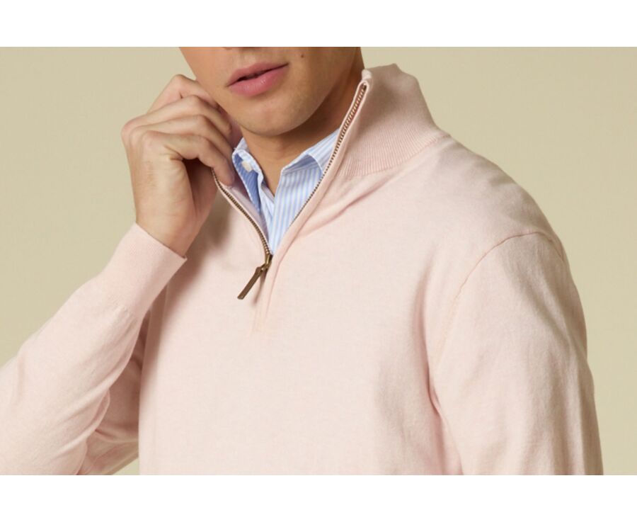 Jersey fino de algodón orgánico/cachemira - Rosa claro jaspeado - VLAD