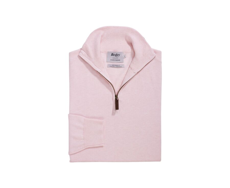 Jersey fino de algodón orgánico/cachemira - Rosa claro jaspeado - VLAD