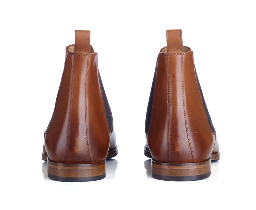 Botines Chelsea de piel para hombre Coñac patinado - BERGAME PATIN
